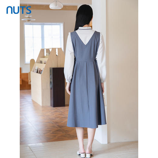 NUTS2023秋季新款花边领时尚气质学院风长袖连衣裙女4381002A1 商品图4