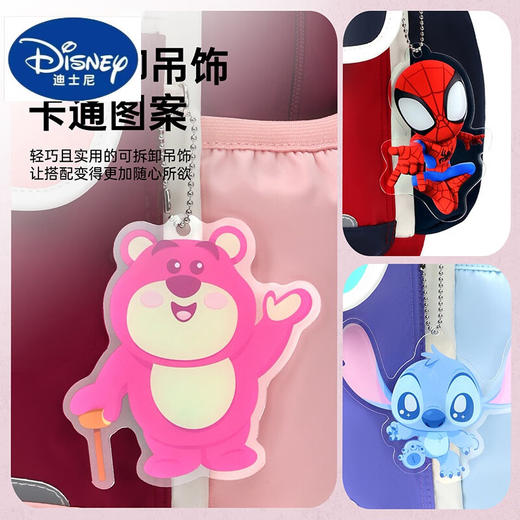 迪士尼（Disney）儿童书包3-6岁幼儿园马卡龙色高颜值减负护脊双肩包背包 草莓熊粉T2 26*17*36CM 商品图2