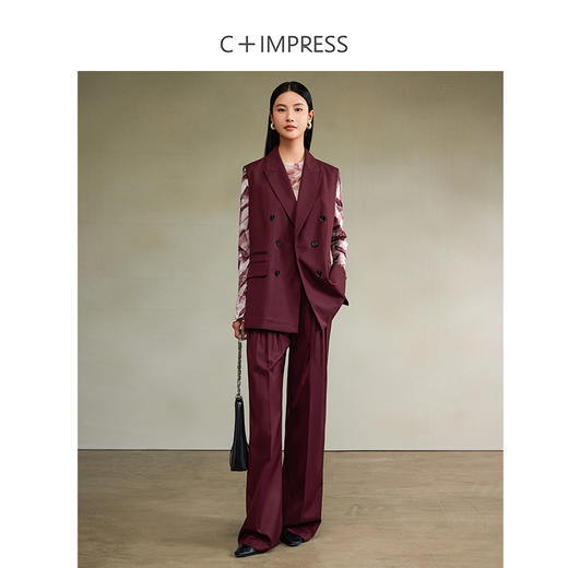 西嘉精纺羊毛VTG中古风宽松双排扣马甲套装 商品图1