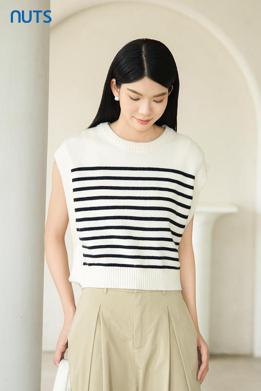 NUTS2023秋季新款时尚休闲气质百搭条纹毛织针织背搭女4380541A1 商品图5