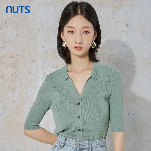 NUTS秋季新款气质通勤风修身显瘦毛织针织开衫短外套女231053072B 商品图2