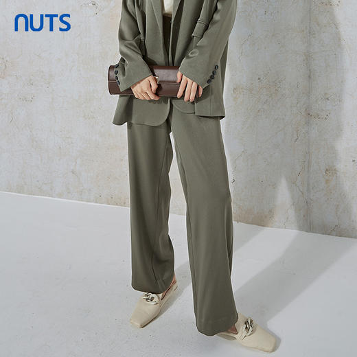 NUTS秋季新款宽松阔腿垂感时尚通勤风休闲长裤女231073041B 商品图3