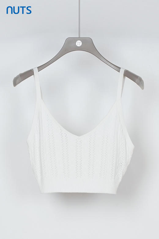 NUTS秋季新款白色V领镂空设计感气质短款吊带背心内搭女231051099 商品图5