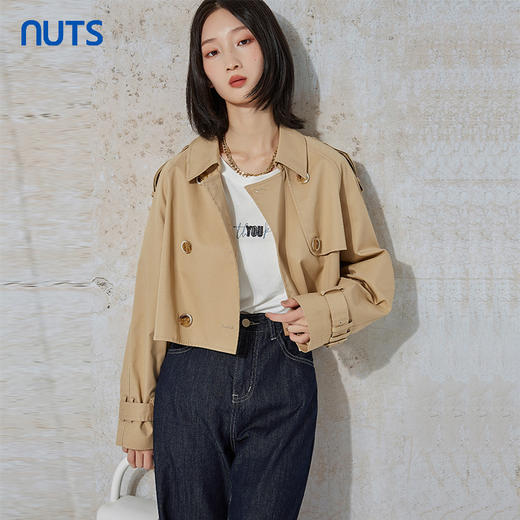 NUTS秋季新款气质街头风休闲百搭宽松显瘦短款风衣外套231047047B 商品图1