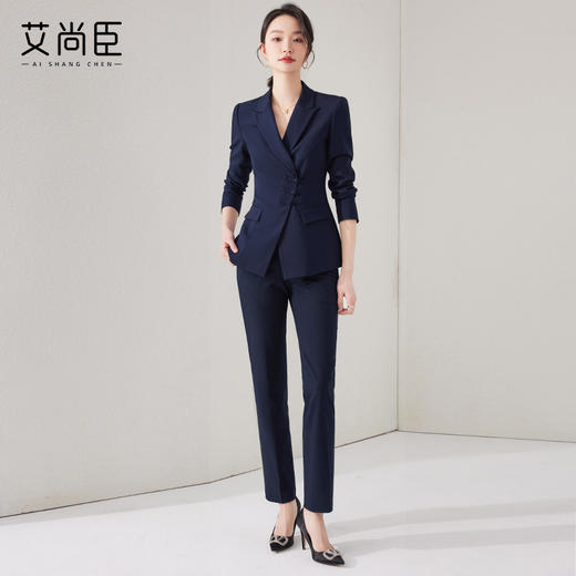 艾尚臣西装套装女春秋高端气质新中式盘扣工装西服售楼部职业装 商品图0