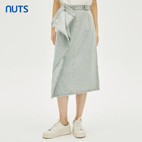 NUTS秋季新款一片式设计感a字包臀时尚水洗牛仔半裙女332061150