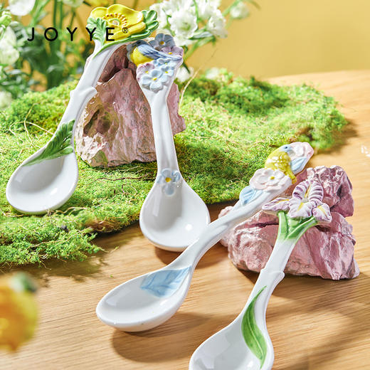 JOYYE鸟语花香-勺筷套装筷子家用高档新款轻奢陶瓷勺子长柄浮雕手绘筷子架 商品图0