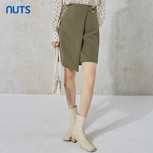 NUTS秋季新款纯色通勤风开叉设计包臀半身短裙女231061007B 商品图2