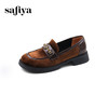 Safiya/索菲娅2024秋学院风复古丝绒玫瑰扣百搭圆头低跟乐福鞋 SF43112150 商品缩略图8