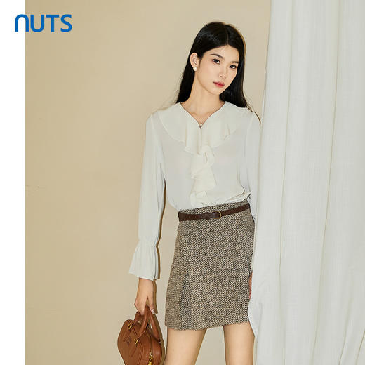 NUTS2023秋季新款复古英伦学院风设计感半身短裙女4350604A1 商品图2
