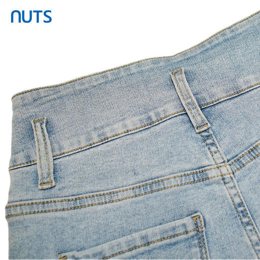 NUTS烟管裤铅笔裤水洗牛仔短裤女浅色百搭326113378 商品图4