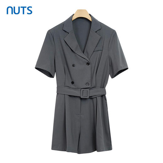 NUTS夏款西装领短袖系带收腰连体裤垂感职业连体裤221122344 商品图0