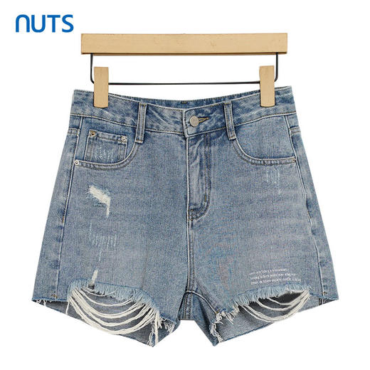NUTS夏季新款时尚a字型高腰阔腿直筒牛仔裤女326111445 商品图0