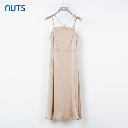 NUTS夏季新款高级感气质高腰显瘦优雅长款吊带连衣裙女332103340 商品图3