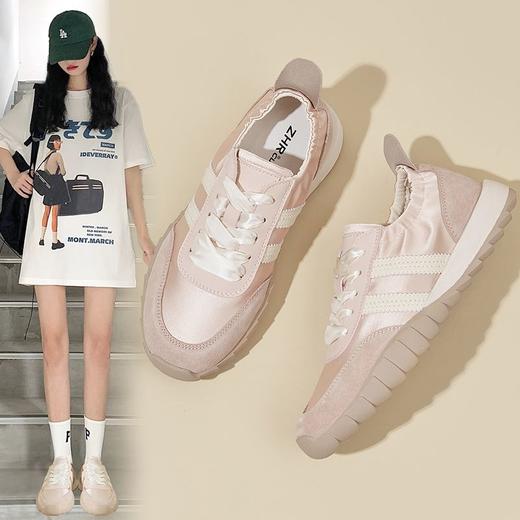 ZHR则则银色德训鞋女2024夏季新款软底老爹鞋透气防滑运动休闲鞋 商品图1