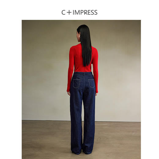 西嘉美式复古棉天丝亚麻混纺牛仔明线设计感简约廓形衬衫套装CS2403053 商品图4