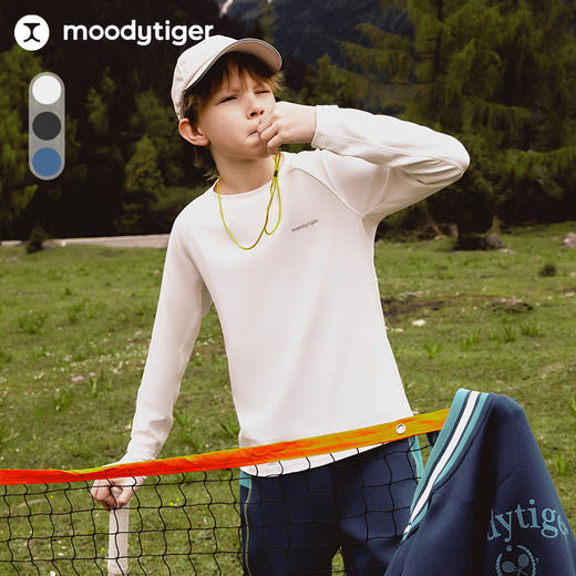 【24年秋新】【网球系列】moodytiger14秋新男童长袖T恤拼接透气户外运动长袖43110103 商品图0