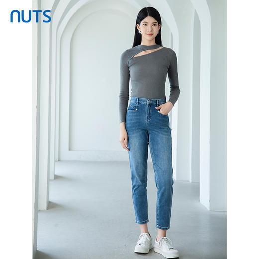 NUTS2023春秋季新款复古高腰显瘦百搭水洗牛仔长裤女4391106A1 商品图2