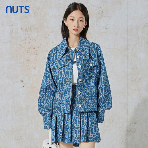 NUTS秋季新款时尚气质外套+百褶半身裙水洗牛仔套装231141087B 商品图2