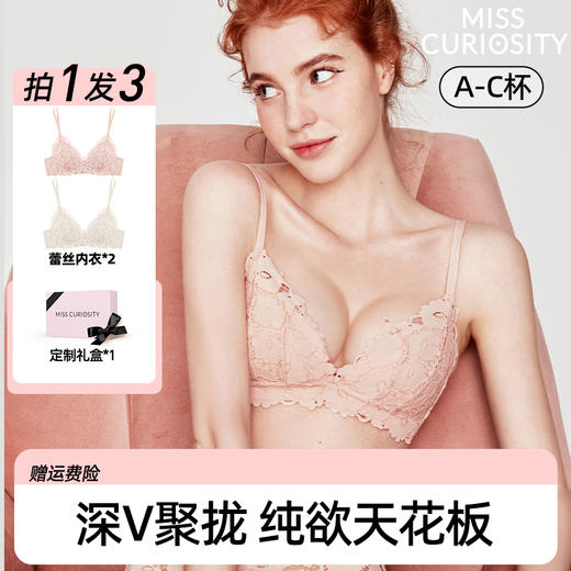 【镇店爆款】2件装无钢圈小胸内衣秋法式蕾丝舒适文胸bra-寇莉2件装 商品图0
