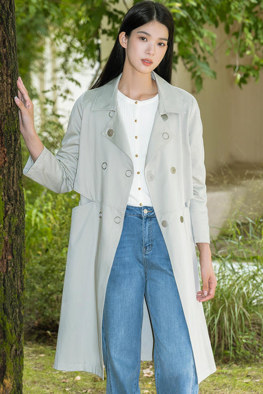 NUTS秋季新款2023高级流行气质宽松长款百搭风衣外套女4380401A1 商品图5