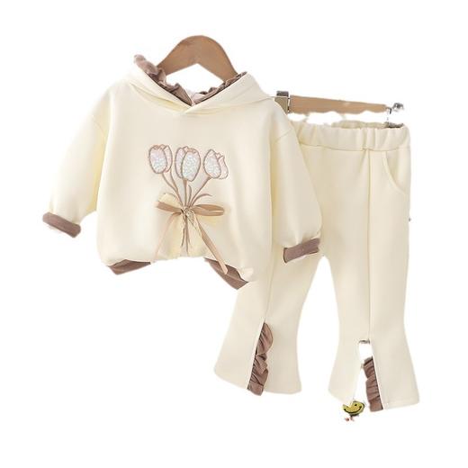 【韩版连帽喇叭裤时髦两件套】女童早春套装2024新款女宝宝洋气小童潮 商品图4