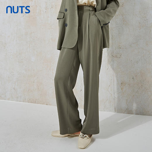 NUTS秋季新款宽松阔腿垂感时尚通勤风休闲长裤女231073041B 商品图1