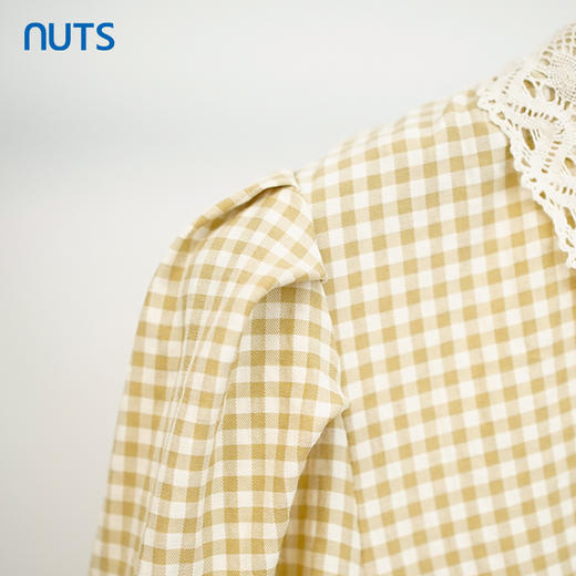 NUTS商场同款V领高腰显瘦格子短袖连衣裙121101164 商品图3