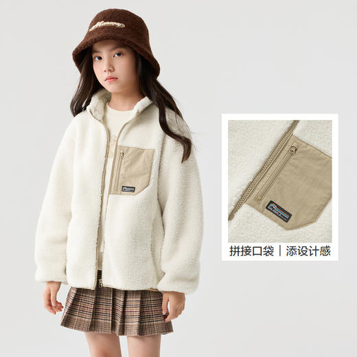 巴拉巴拉童装男童外套儿童新款秋冬装女童摇粒绒上衣拼接撞色 商品图3