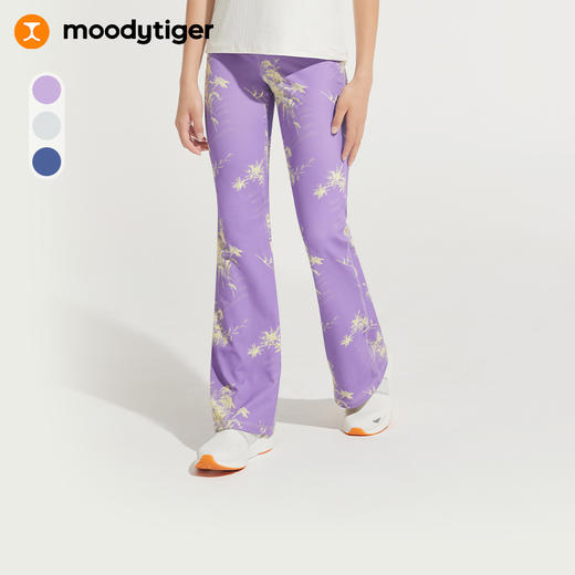 【24年秋新】moodytiger儿童喇叭裤24秋新款女童时尚印花舒适微喇紧身裤43211413 商品图0
