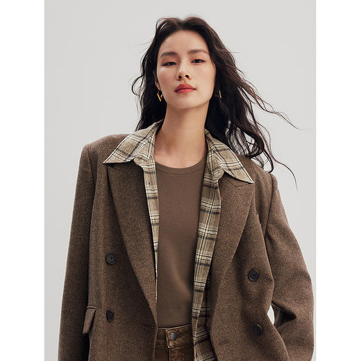 棉仓356604005-复古斑驳感格子衬衫 商品图3