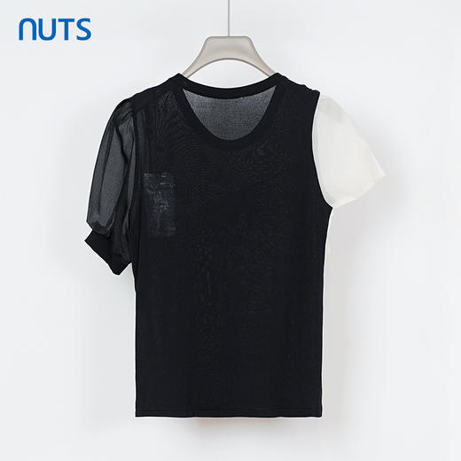 NUTS夏季黑白撞色蝴蝶结T恤女331053239 商品图1