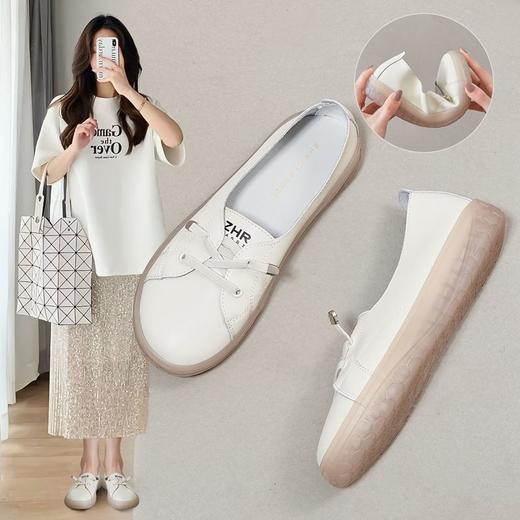 ZHR则则小白鞋果冻底厚底女鞋软底不累脚轻便单鞋一脚蹬懒人鞋女 商品图0