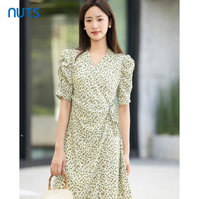 NUTS夏季新款法式碎花雪纺连衣裙女收腰短裙女422102261