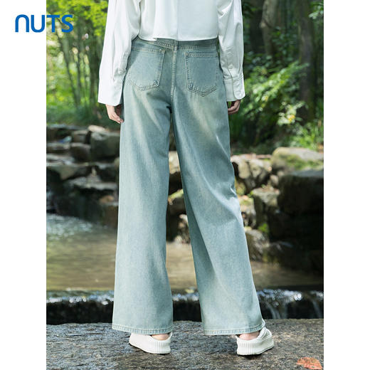 NUTS浅色直筒牛仔裤女新款高腰宽松设计感小众阔腿裤子4311106A1 商品图4