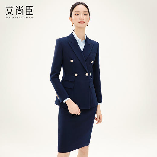 藏青色西装套装女2024新款酒店经理珠宝店前台工装职业气质工作服 商品图10