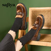 Safiya/索菲娅2024秋学院风复古丝绒玫瑰扣百搭圆头低跟乐福鞋 SF43112150 商品缩略图1