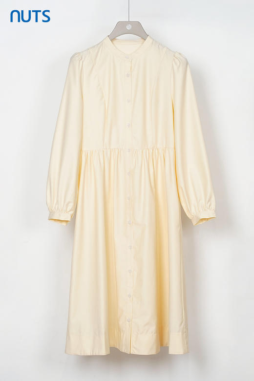 NUTS秋季新款杏色法式文艺宽松气质高腰显瘦长袖连衣裙333101166A 商品图5
