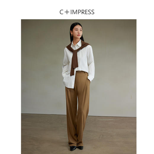 西嘉120支优质长绒棉随性褶裥设计感博主风廓形衬衫 商品图3