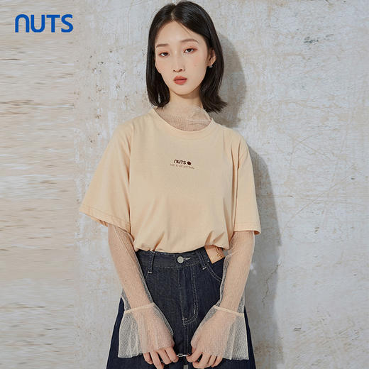 NUTS夏季新款时尚休闲风宽松显瘦长袖T恤女 含内件网纱231023074B 商品图0