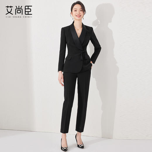 艾尚臣新中式西装套装女春秋时尚气质主持人高端正装女西服职业装 商品图7