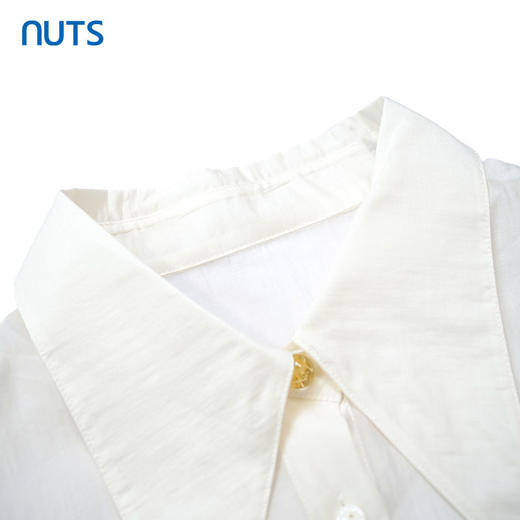 NUTS气质宽松短袖复古衬衫女夏季衬衣显瘦泡泡袖上衣429011336 商品图2