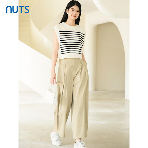 NUTS2023秋季新款时尚休息百搭宽松纯棉阔腿裤休闲裤女4380708A1 商品图2