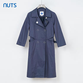 NUTS秋季新款蓝色休闲复古英伦风宽松中长款风衣外套女338043409