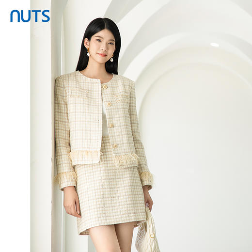 NUTS2023秋季新款气质通勤小香风短外套+半身裙时尚套装4381407A1 商品图2