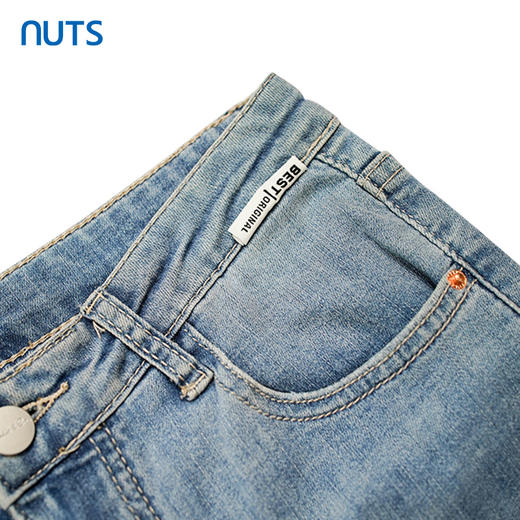 NUTS柔软弹力紧身牛仔裤女小脚裤浅蓝色膝盖大破洞221113304 商品图2