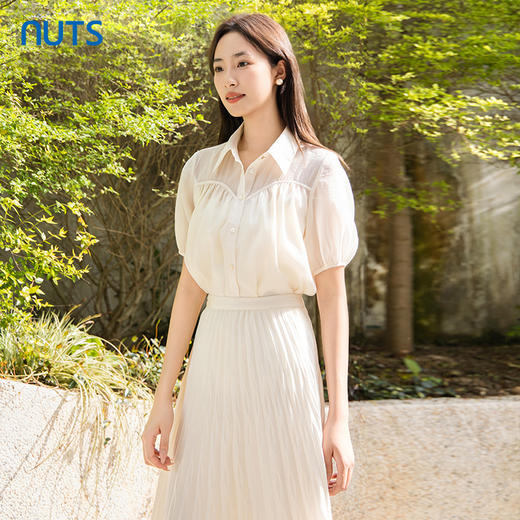 NUTS显瘦时尚女装新中式夏季新款衬衫女士百搭上衣423011121 商品图2