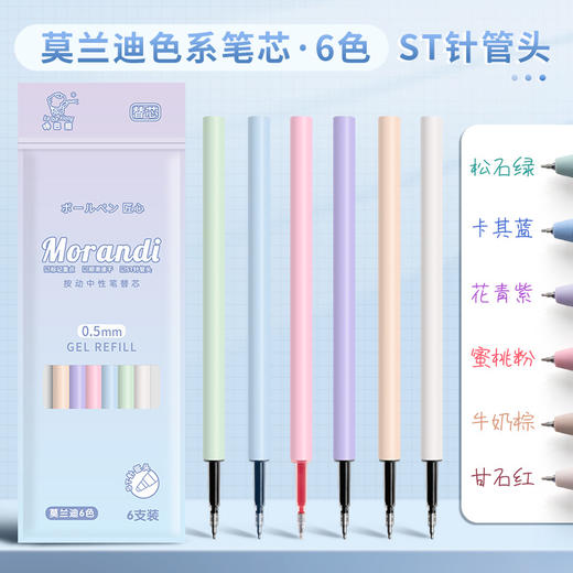 中性笔6支装【开学必备；6色替芯免费送！】莫兰迪色系，鲜艳高颜值，速干油墨，按动式方便快捷。轻松做笔记、手账，独特中性笔头，多场景适用。给生活画上你想要的magical色彩，一笔一画，描绘心中的梦境！ 商品图4