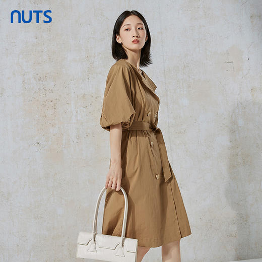 NUTS秋季新款时尚宽松显瘦衬衫款式短袖连衣裙女231101078B 商品图2