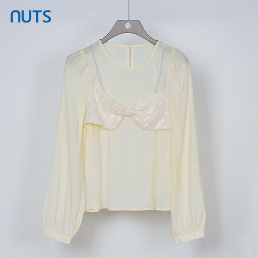 NUTS秋季新款纯色宽松通勤时尚长袖蝴蝶结套头衫女331012259 商品图0